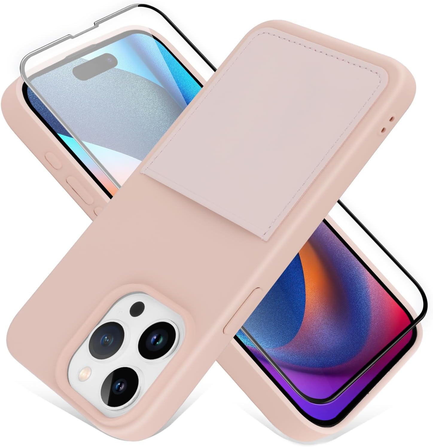 MZELQ Funda compatible con iPhone 15 Pro Max de silicona líquida, protector de pantalla suave, forro de microfibra antiarañazos, protección de