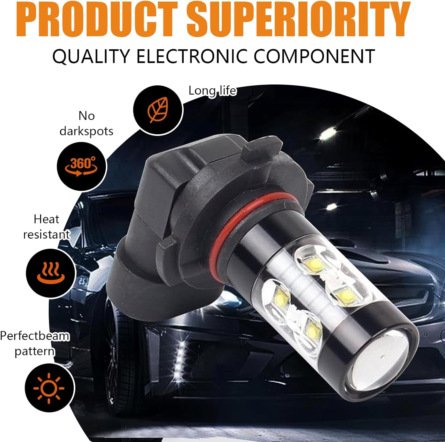 Paquete de 2 luces LED antiniebla para automóvil, bombillas de metal impermeables de repuesto para vehículos, accesorios universales de alta