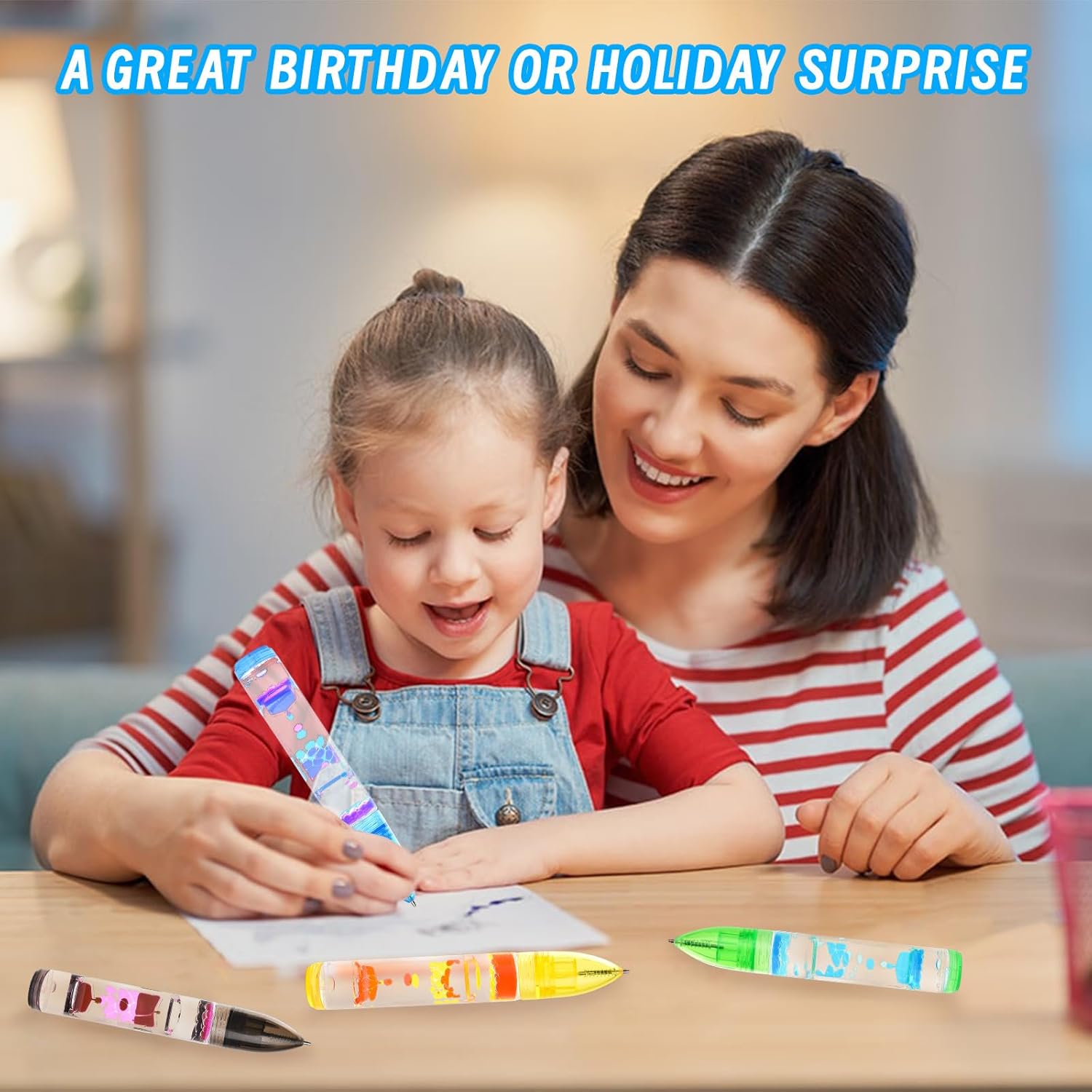 Liquid Motion Bubbler – Juego de 4 bolígrafos coloridos para ansiedad para niños y adultos, bolígrafo temporizador líquido para aliviar el estrés,