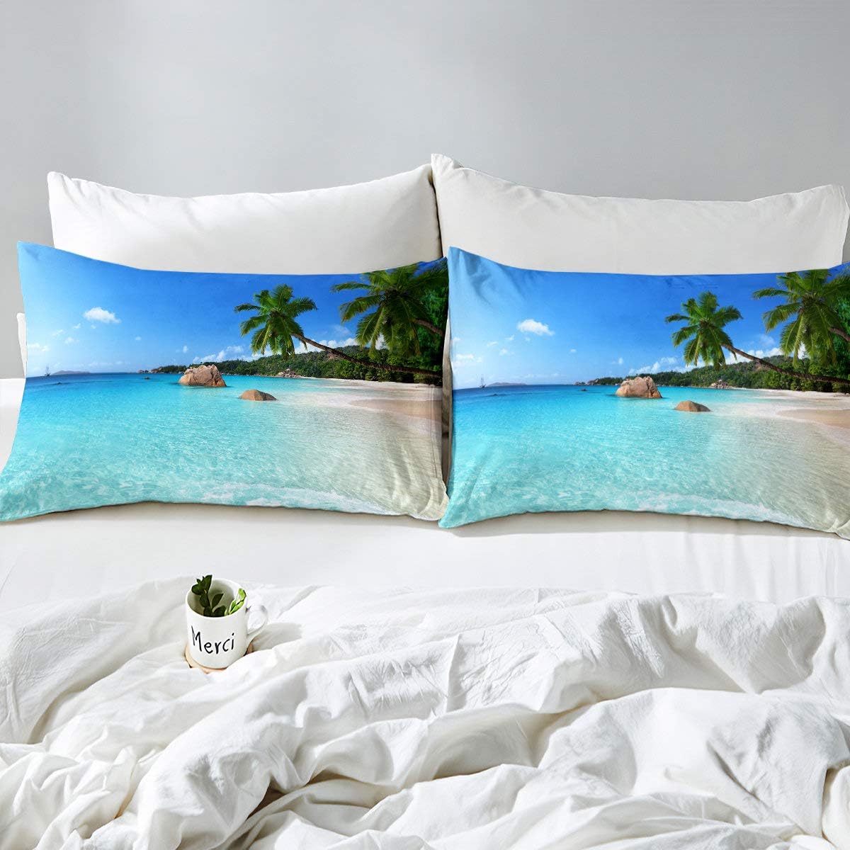 Erosebridal Juego de sábanas tamaño King con temática oceánica, juego de ropa de cama de playa hawaiana estilo hawaiano para niños, adolescentes,