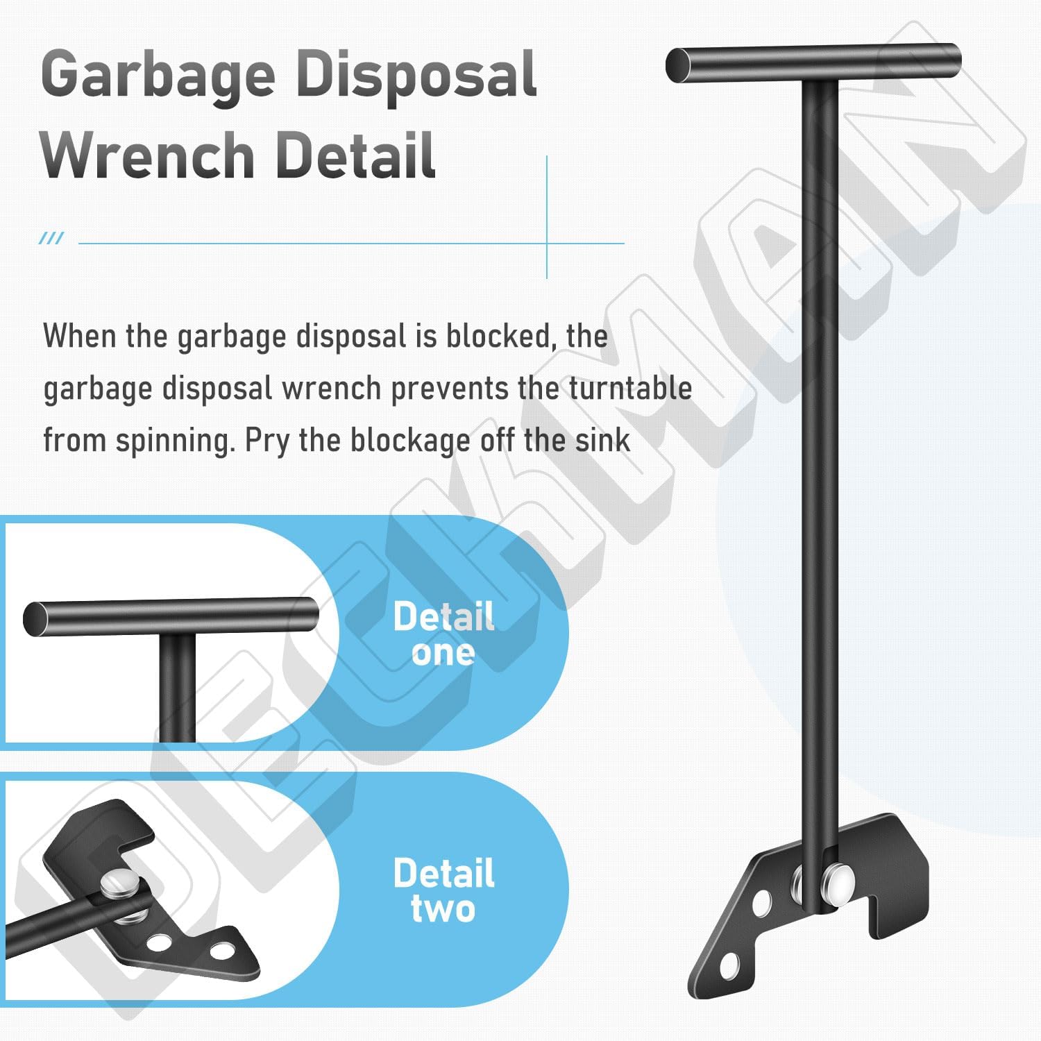 Llave de desatascamiento para triturador de basura, llave de desatasco, para desalojar atascos o desorden desde arriba del fregadero, compatible con