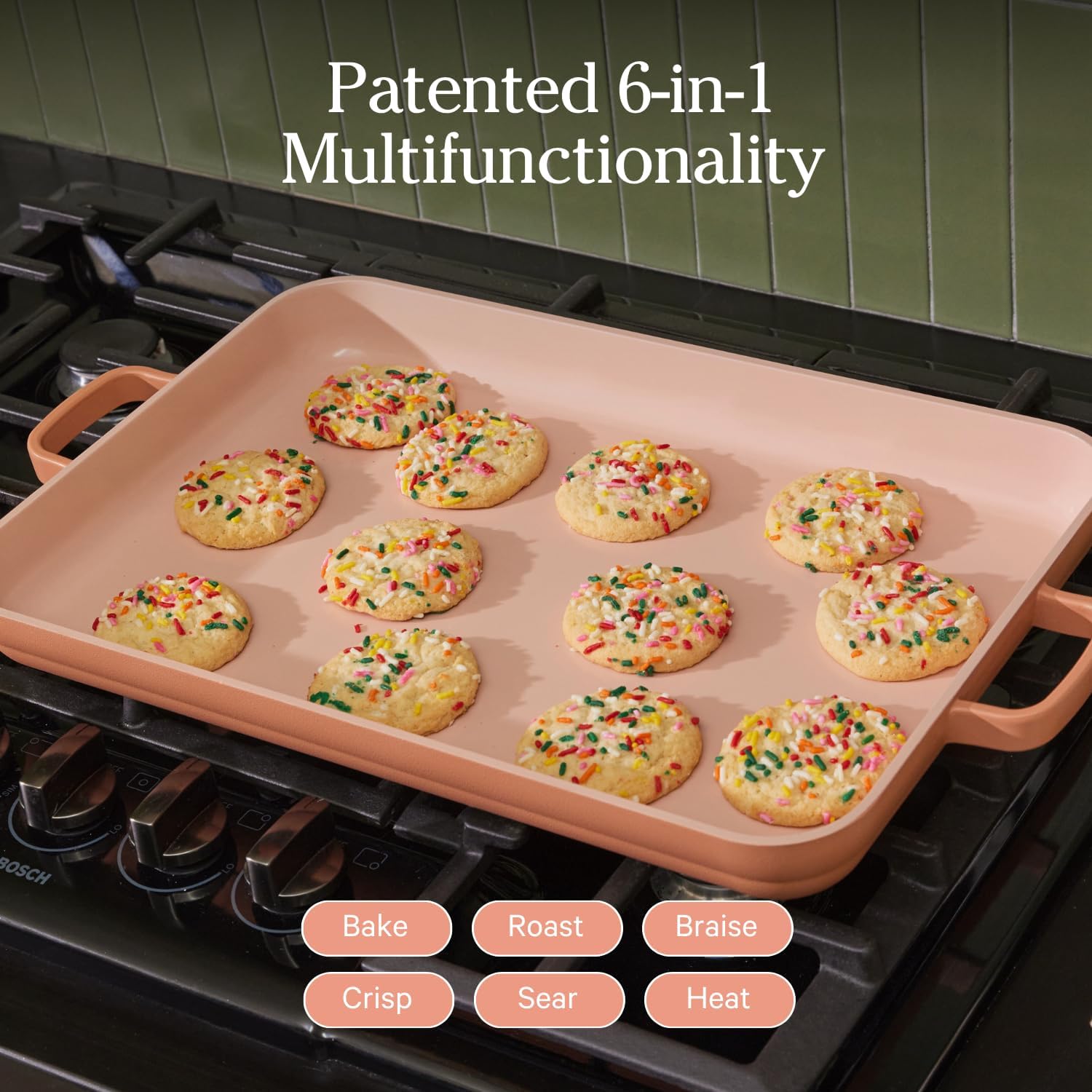 Our Place Ovenware – Juego de 5 piezas antiadherentes, sin toxinas, cerámica y cerámica con bandeja para horno, panaderos y alfombrilla para horno,
