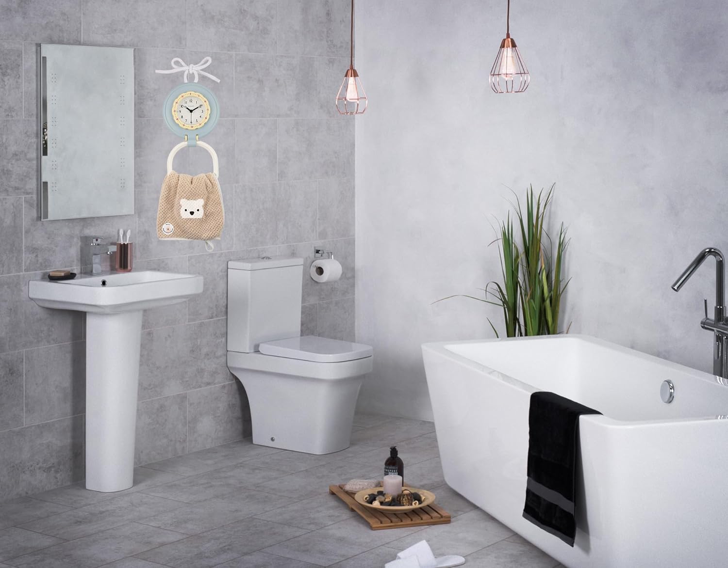Reloj de pared impermeable para baño de niños para interiores y exteriores, silencioso, sin tictac, funciona con pilas, pequeños relojes de mesa