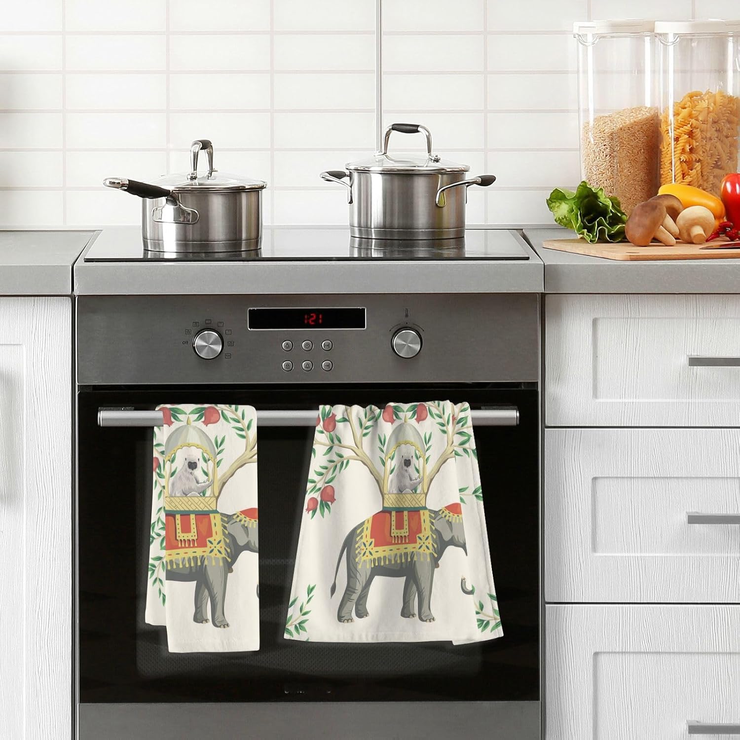 susiyo Chinoiserie Elephant – Toallas de mano de 100 % algodón para baño, 16 x 28 pulgadas