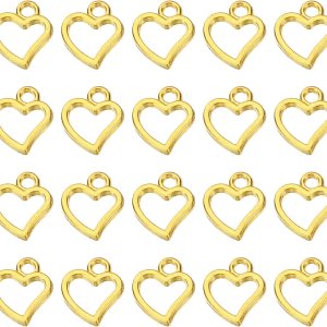 PATIKIL Dije de corazón, 50 piezas de mini dije de círculo de corazón, diseño de metal a granel para hacer joyas, pulseras, aretes, collares, bodas, PATIKIL Dije de corazón, 50 piezas de mini dije de círculo de corazón, diseño de metal a granel para hacer joyas, pulseras, aretes, collares, bodas,