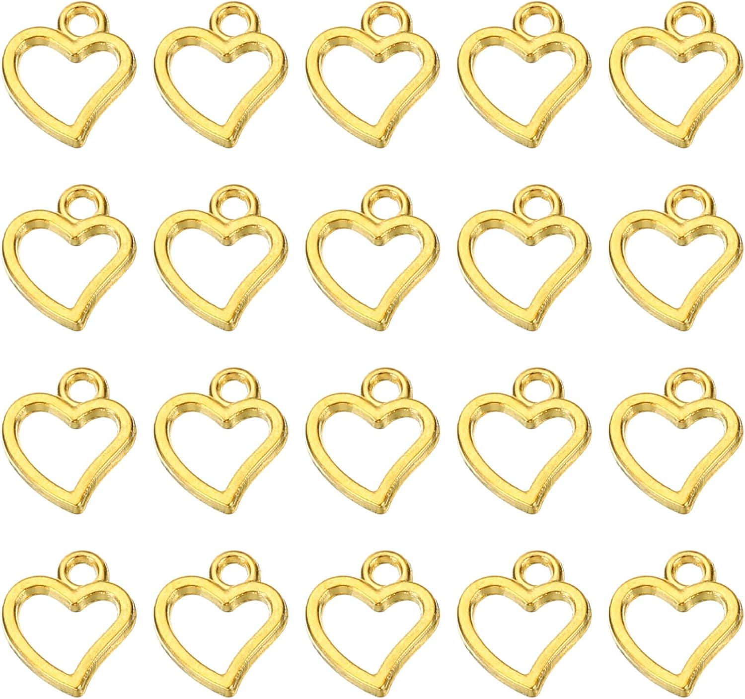 PATIKIL Dije de corazón, 50 piezas de mini dije de círculo de corazón, diseño de metal a granel para hacer joyas, pulseras, aretes, collares, bodas,