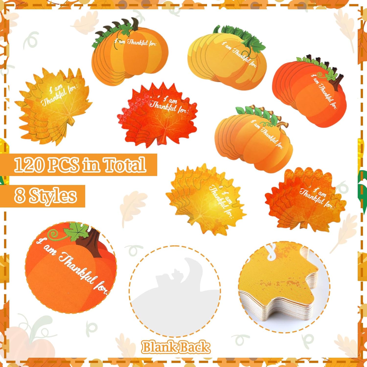 Yeaqee 120 piezas de recortes de hojas de arce de calabaza, Acción de Gracias, otoño, aula, decoración de tablón de anuncios, hojas de arce,