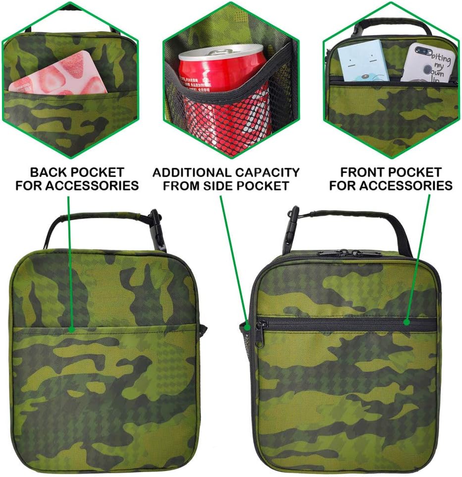 Lonchera reutilizable con aislamiento a prueba de fugas, para oficina, trabajo, picnic, comida con múltiples bolsillos para hombres y mujeres (gris,