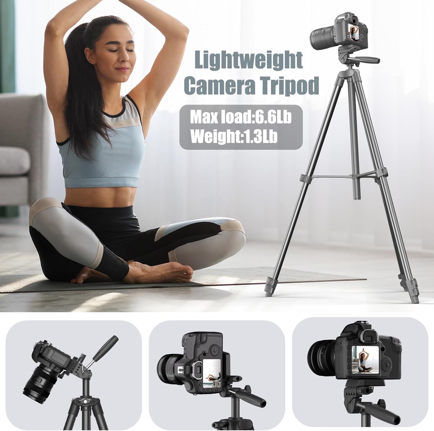 Trípode de cámara de 71 pulgadas compatible con cámaras Canon Nikon trípode ligero para teléfono con soporte remoto inalámbrico para teléfono con