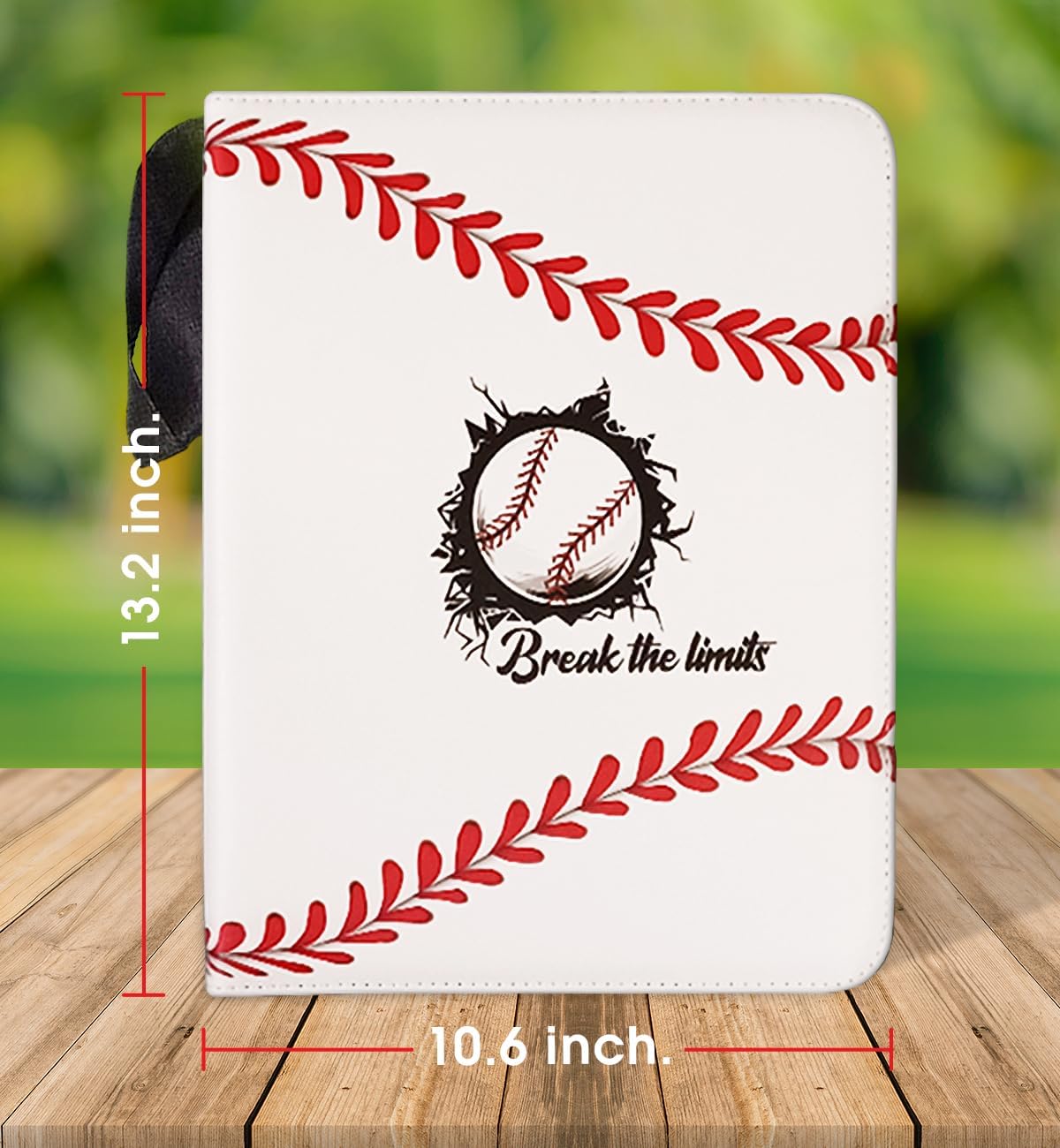 Generic Carpeta de tarjetas de béisbol con 9 bolsillos, material de piel sintética, capacidad para 900 tarjetas, 3 anillos, 50 hojas, color rojo