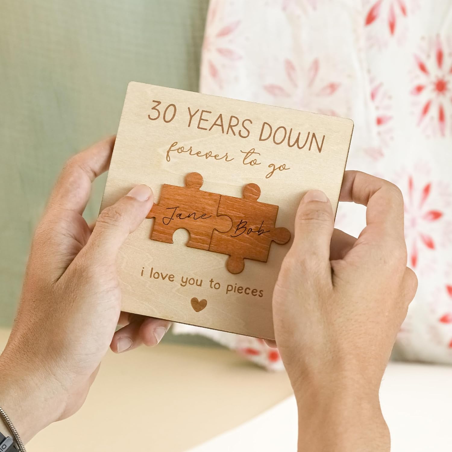 Tarjeta de regalo de 30 aniversario para parejas, tarjeta de madera para 30 aniversario de boda, regalo para marido y esposa, tarjeta de