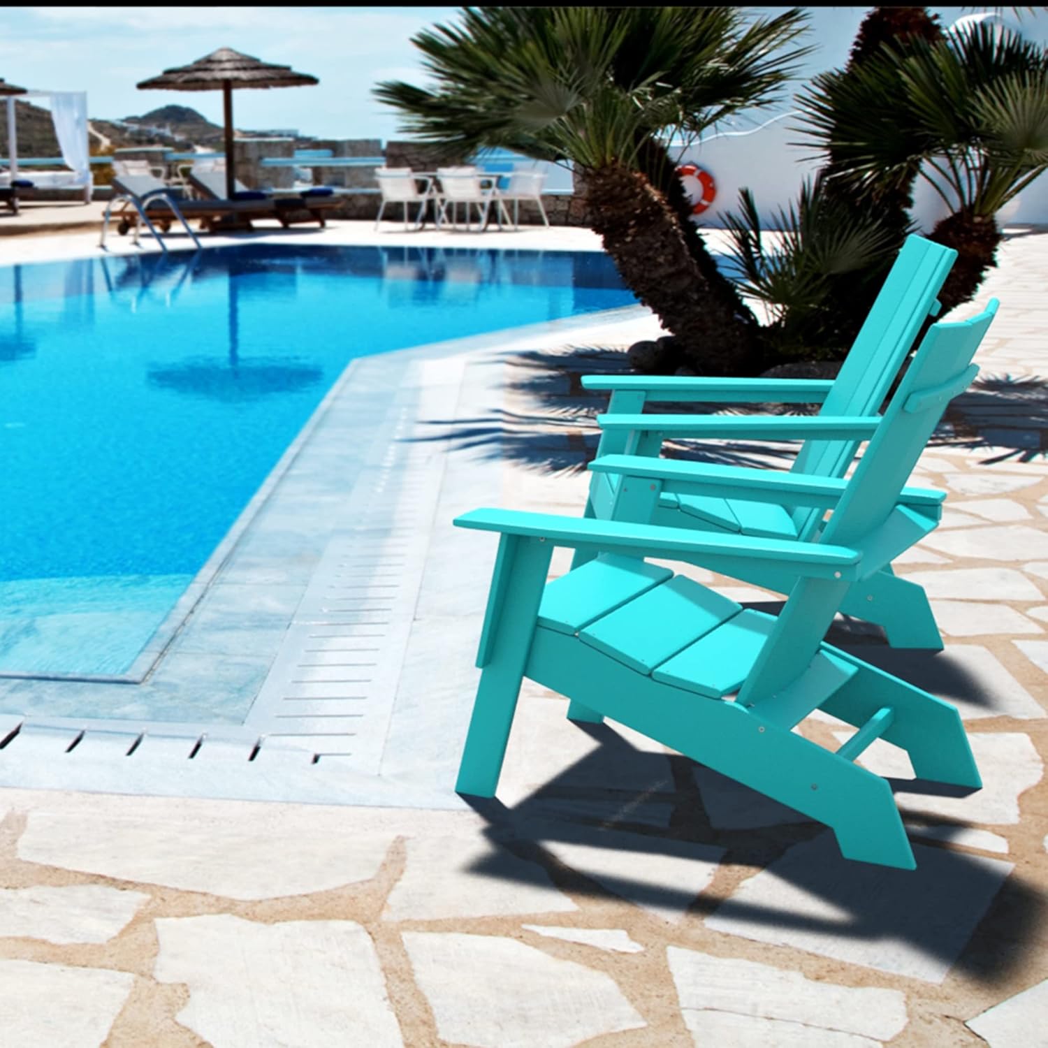 Silla Adirondack moderna, muebles de patio al aire libre de alta calidad para todo tipo de clima, asiento de 21 pulgadas de ancho, hasta 350 libras,