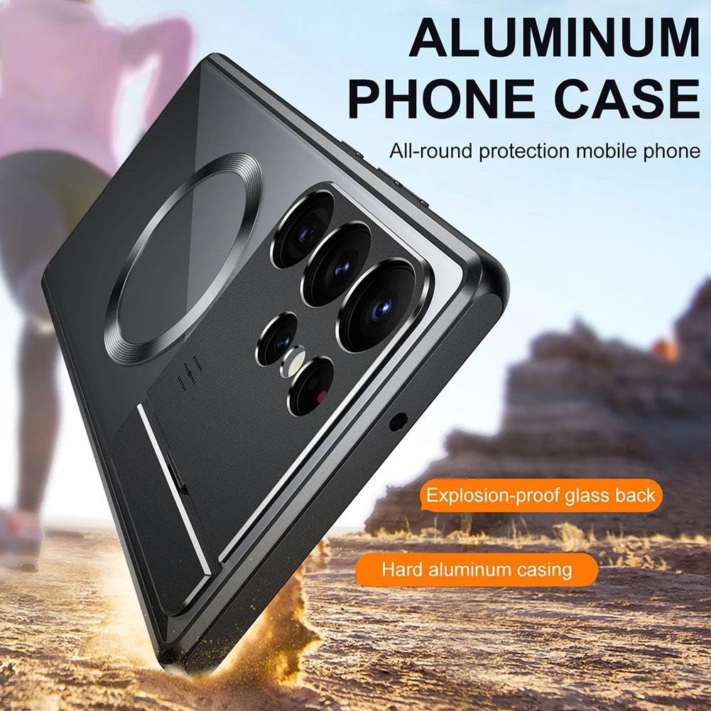 Para Samsung s22s23ultra Soporte plegable de succión magnética para aromaterapia, Streamer Metal esmerilado Soporte plegable magnético Shell púrpura