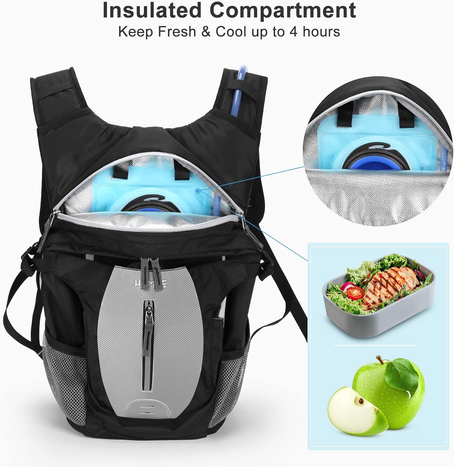 HOMIEE Mochila de hidratación de 20L de 2.5 L, bolsa de agua sin BPA, ligera, paquete de aislamiento térmico que mantiene el líquido fresco hasta 4