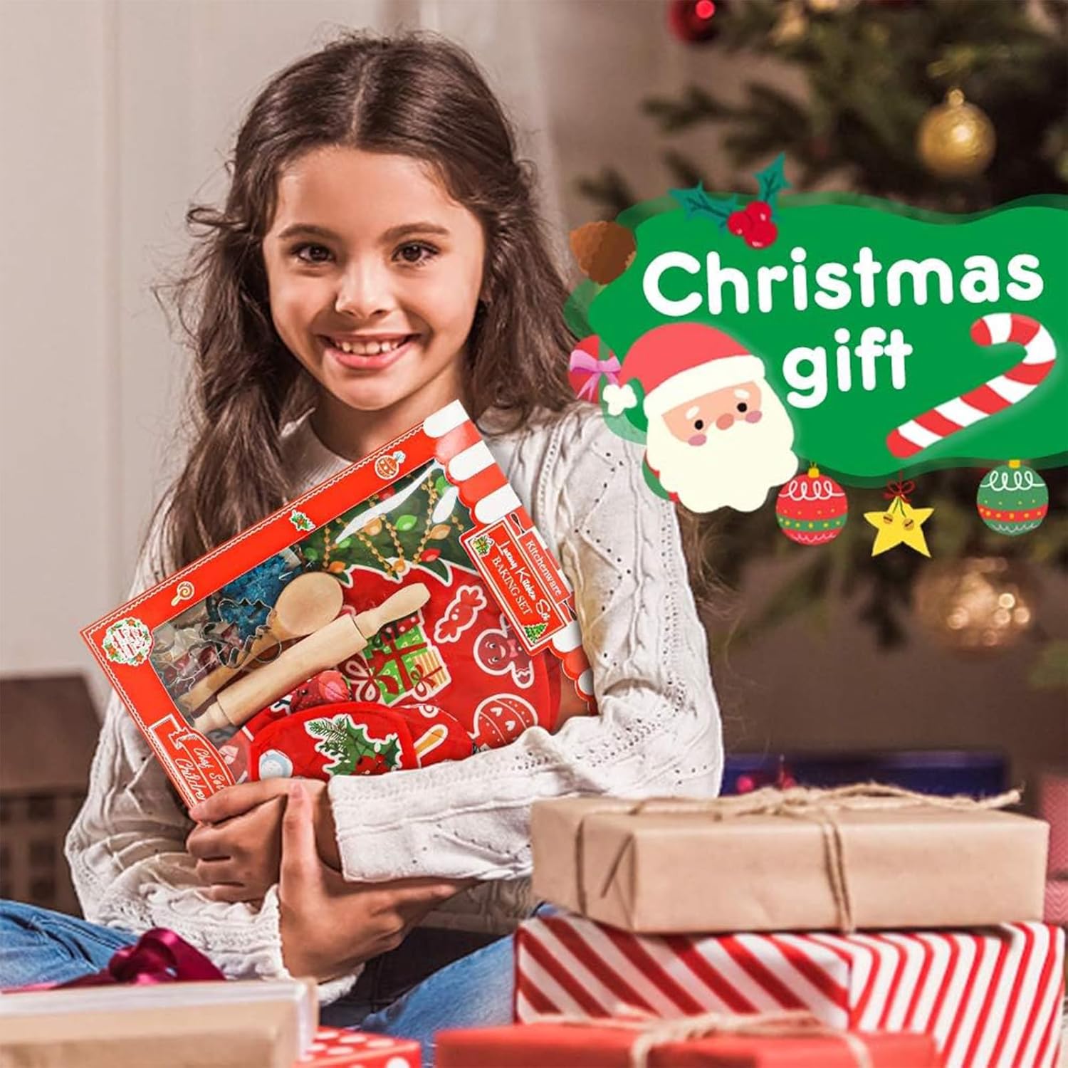 3 otters Disfraz de chef para niños, 21 piezas, juego de chef para niños, delantal de Navidad, divertido juego de cocina y horneado, cena de
