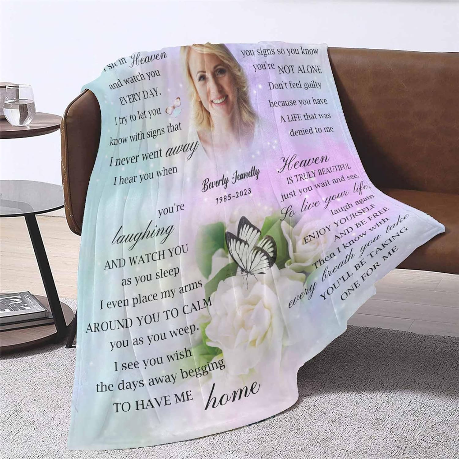 Manta conmemorativa personalizada con fotos por la pérdida de mamá, papá, hijo, hija, regalo de memoria personalizado de seres queridos fallecidos
