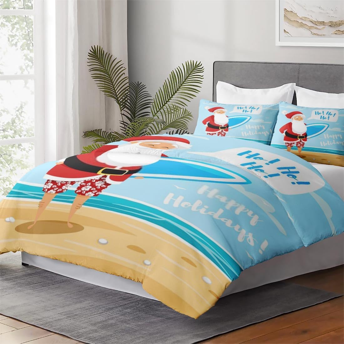 Juego de funda de edredón, juego de ropa de cama de Papá Noel de verano para niños y adultos, decoración de dormitorio, juego de funda de edredón
