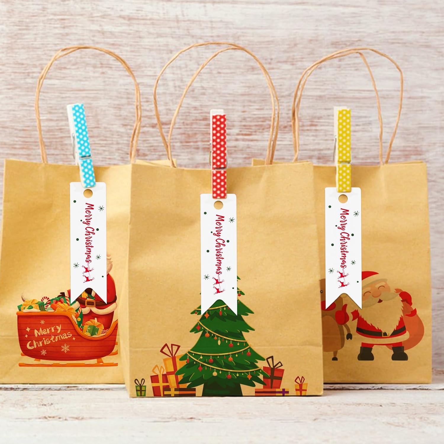 Pequeñas etiquetas de regalo de Navidad, 100 etiquetas de regalo de Navidad con cuerda, mini etiquetas de regalo de papel blanco para regalos de