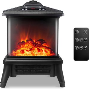 TOONLUPAL Calentador eléctrico de chimenea con control remoto de 1500 W, calentador de estufa independiente portátil, efecto de llama realista, 7 TOONLUPAL Calentador eléctrico de chimenea con control remoto de 1500 W, calentador de estufa independiente portátil, efecto de llama realista, 7