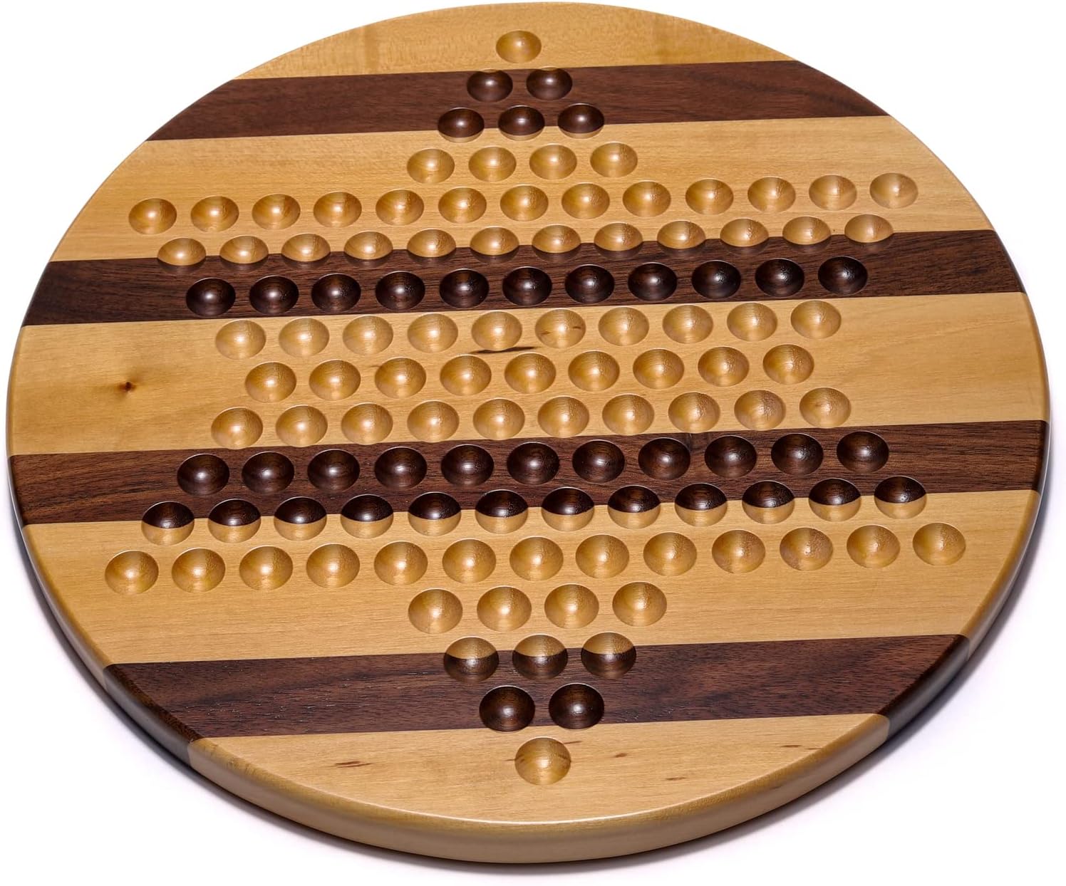 Juego de mesa de madera a rayas de 11.4 pulgadas con canicas para niños y adultos