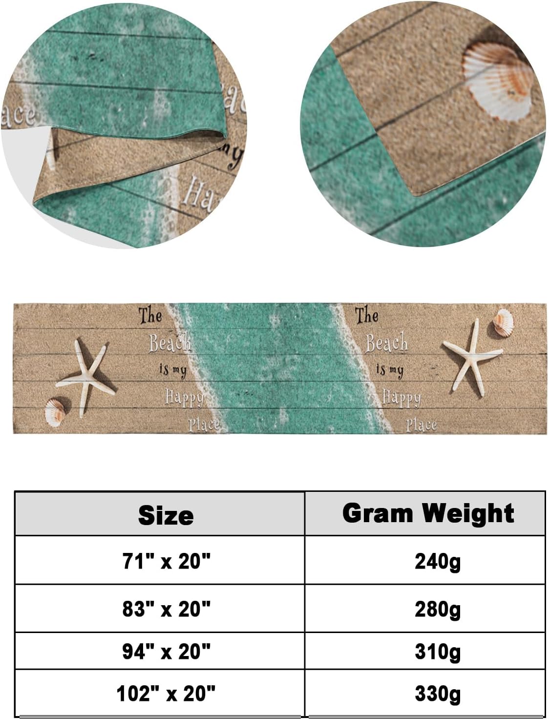 ZFUNCING Caminos de cama con estrellas de mar y conchas del océano costero para dormitorio, hotel, decoración de ropa de cama con texto en inglés