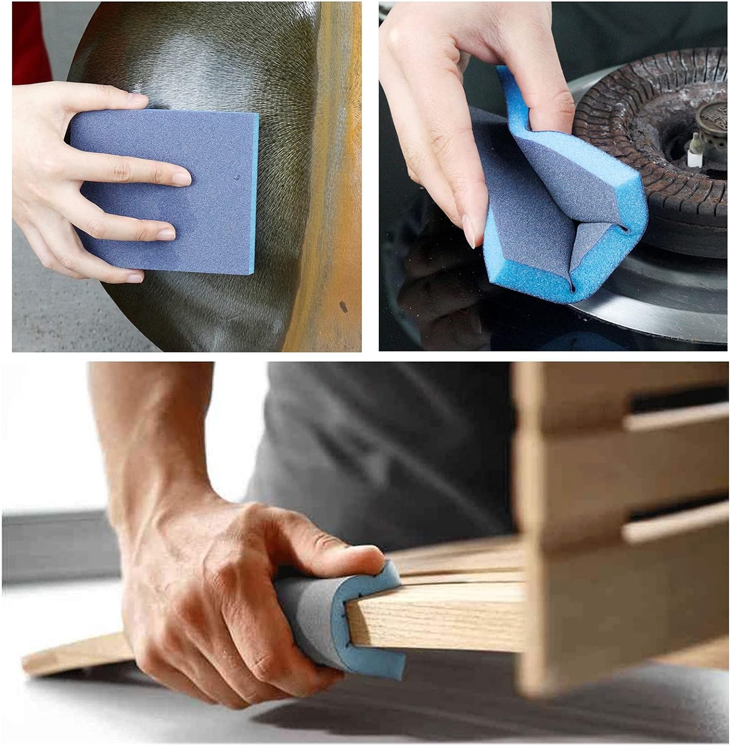 16 esponjas de lijado de grano 100, bloques de lijado medianos lavables y reutilizables, esponja de papel de lija seco húmedo para muebles de madera