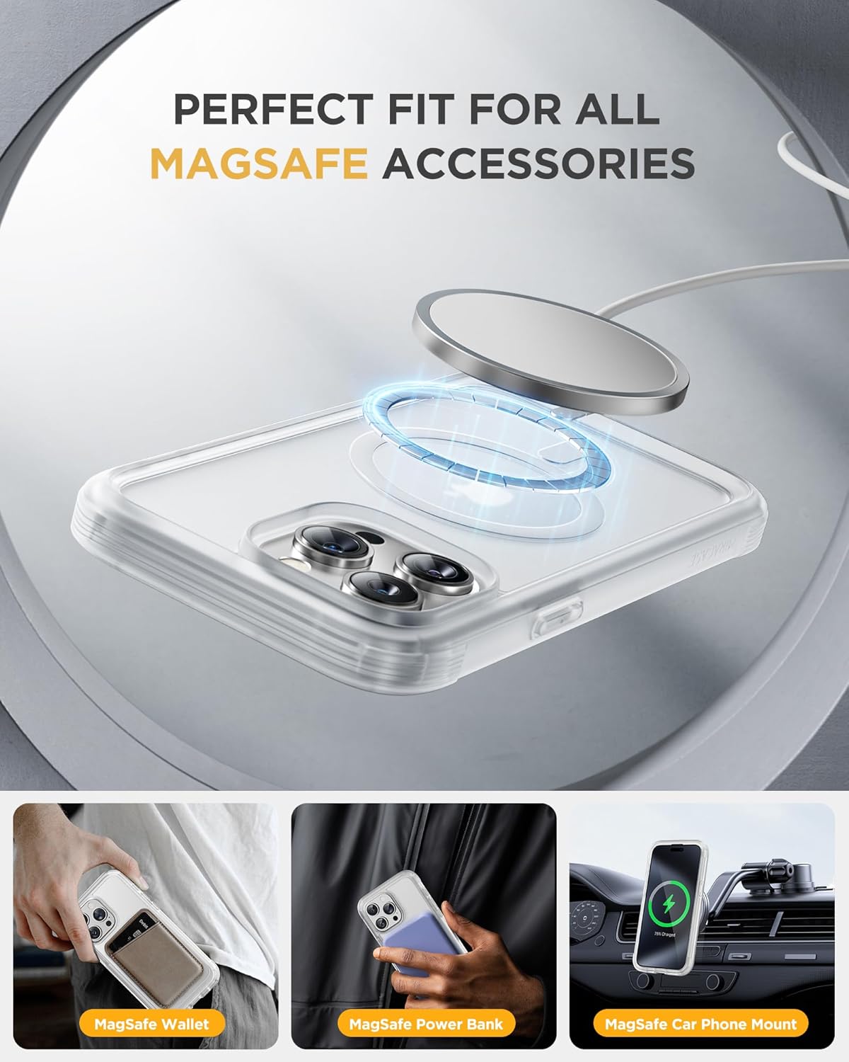 Miracase Funda magnética para iPhone 15 Pro Max de 6.7 pulgadas compatible con Magsafe Funda de cuerpo completo a prueba de caídas para iPhone 15