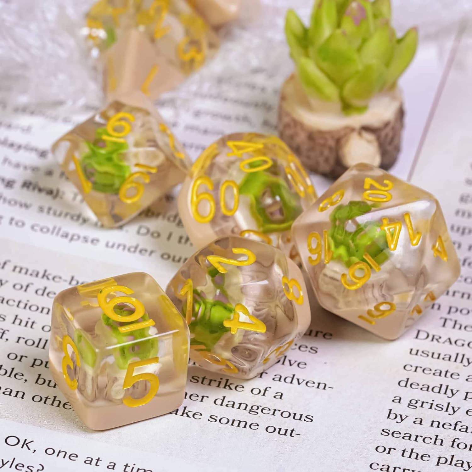 UDIXI – Juego de dados poliédricos DND, dados D&D de 7 die para Dungeons and Dragons, dados DND para MTG, Pathfinder, juegos de mesa (plantas