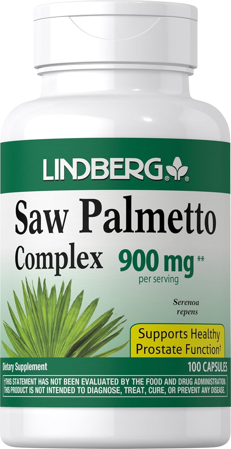 Lindberg Saw Palmetto  900 mg  100 cápsulas  Extracto de bayas  Suplemento sin OMG, sin gluten