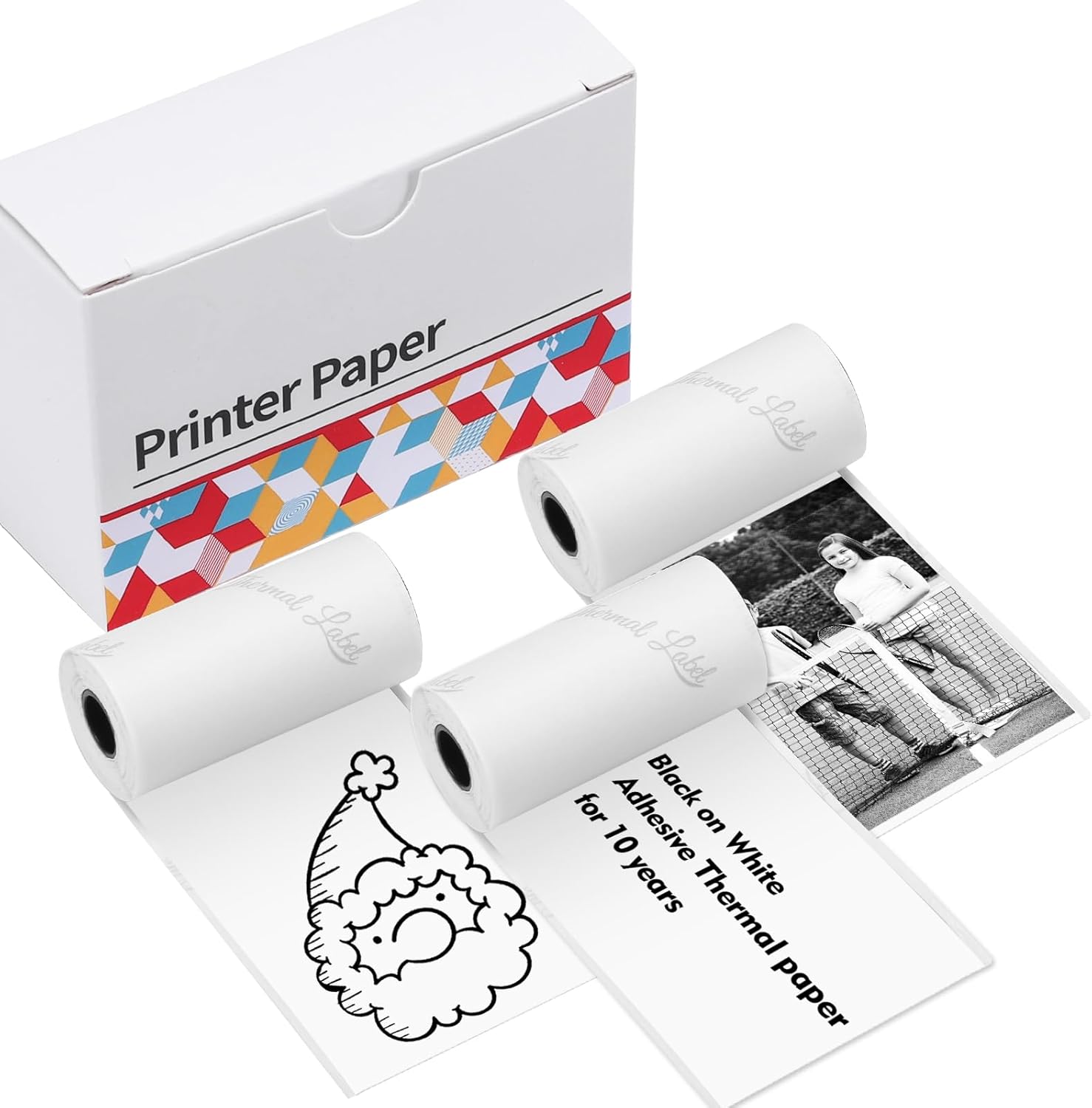 Ponek Mini papel autoadhesivo para impresora de bolsillo M02T02M02 ProM02SM03M03ASM04S, papel adhesivo para diario, fotos, notas, manualidades,