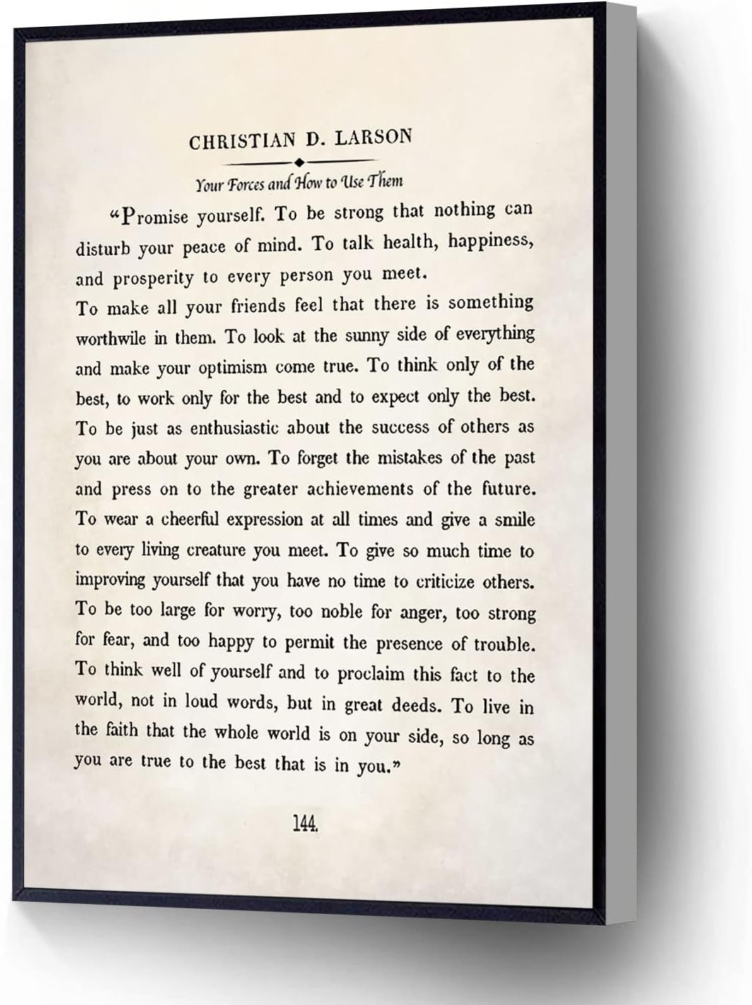 RCVTVPV Christian D. Larson – Lienzo decorativo para pared, con cita de The Optimists Creed, para hogar, oficina, apartamento, listo para colgar