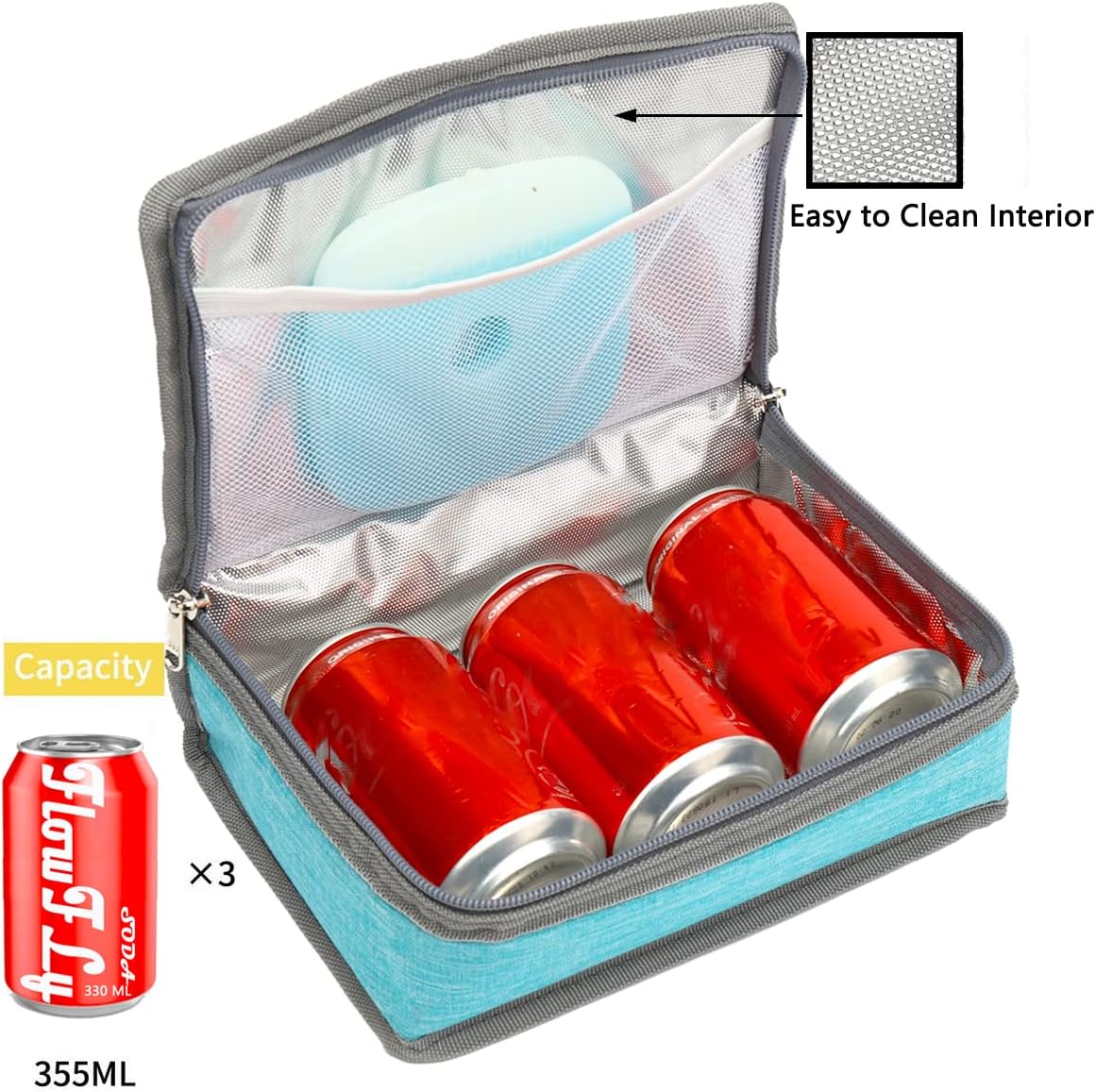 FlowFly – Pequeña lonchera con aislamiento, suave bolsa fácilmente transportable, pequeño enfriador, kit de lonchera con asa, para el trabajo o la