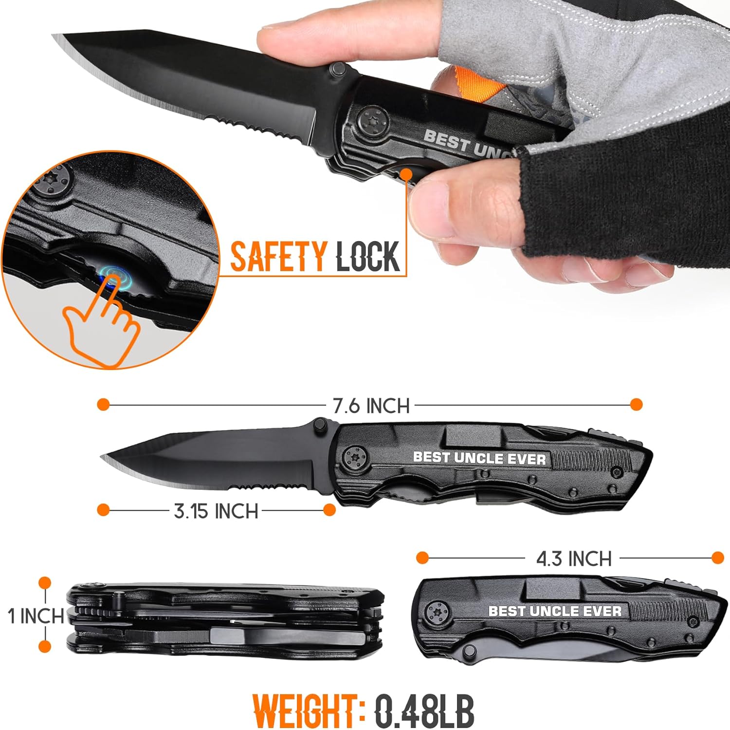 Regalos para tíos, cuchillo multiherramienta “Best Uncle Ever”, rellenos de calcetines para tío, regalos de cumpleaños para tío, regalos para el