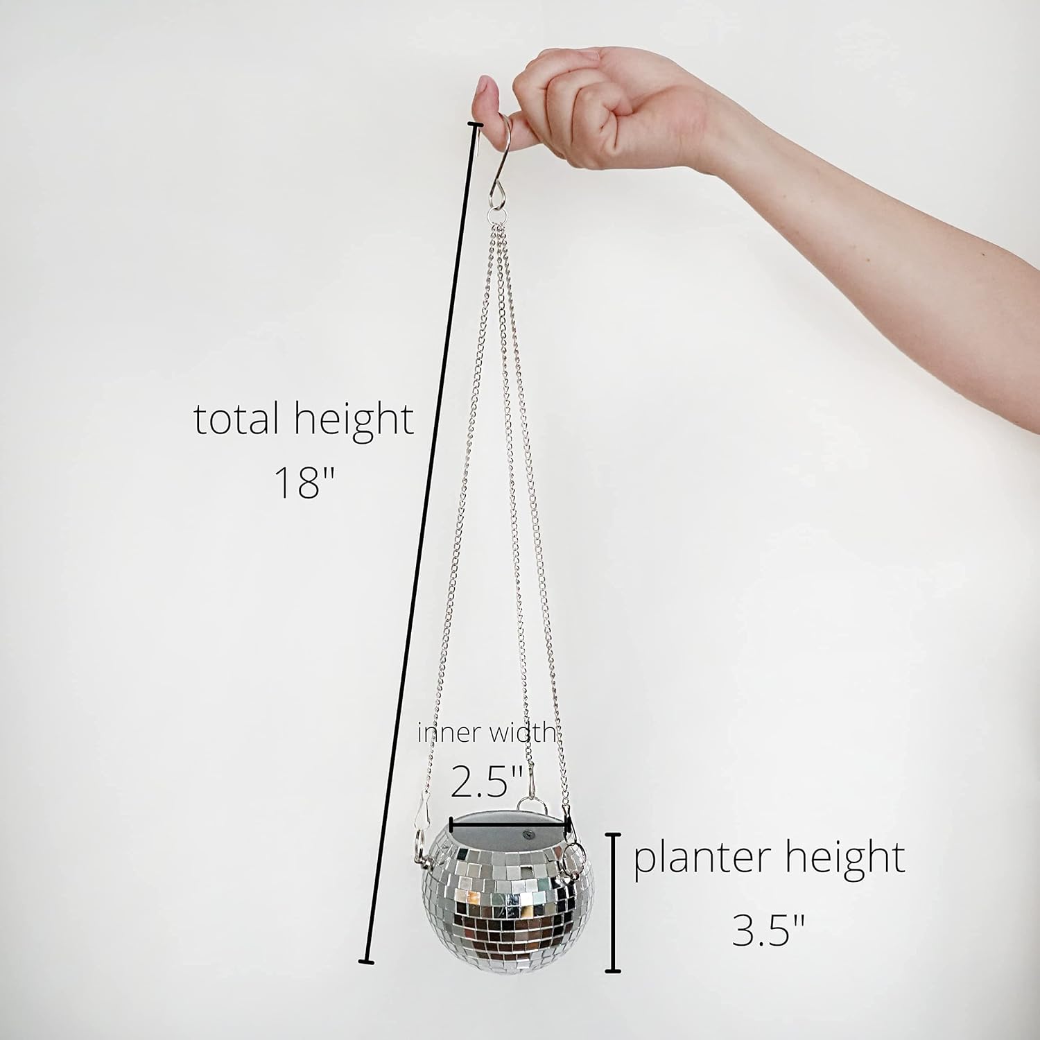 DADO Maceta de bola de discoteca de 4 pulgadas, maceta de discoteca para plantas de interior, colgador de plantas de bola de discoteca, macetas