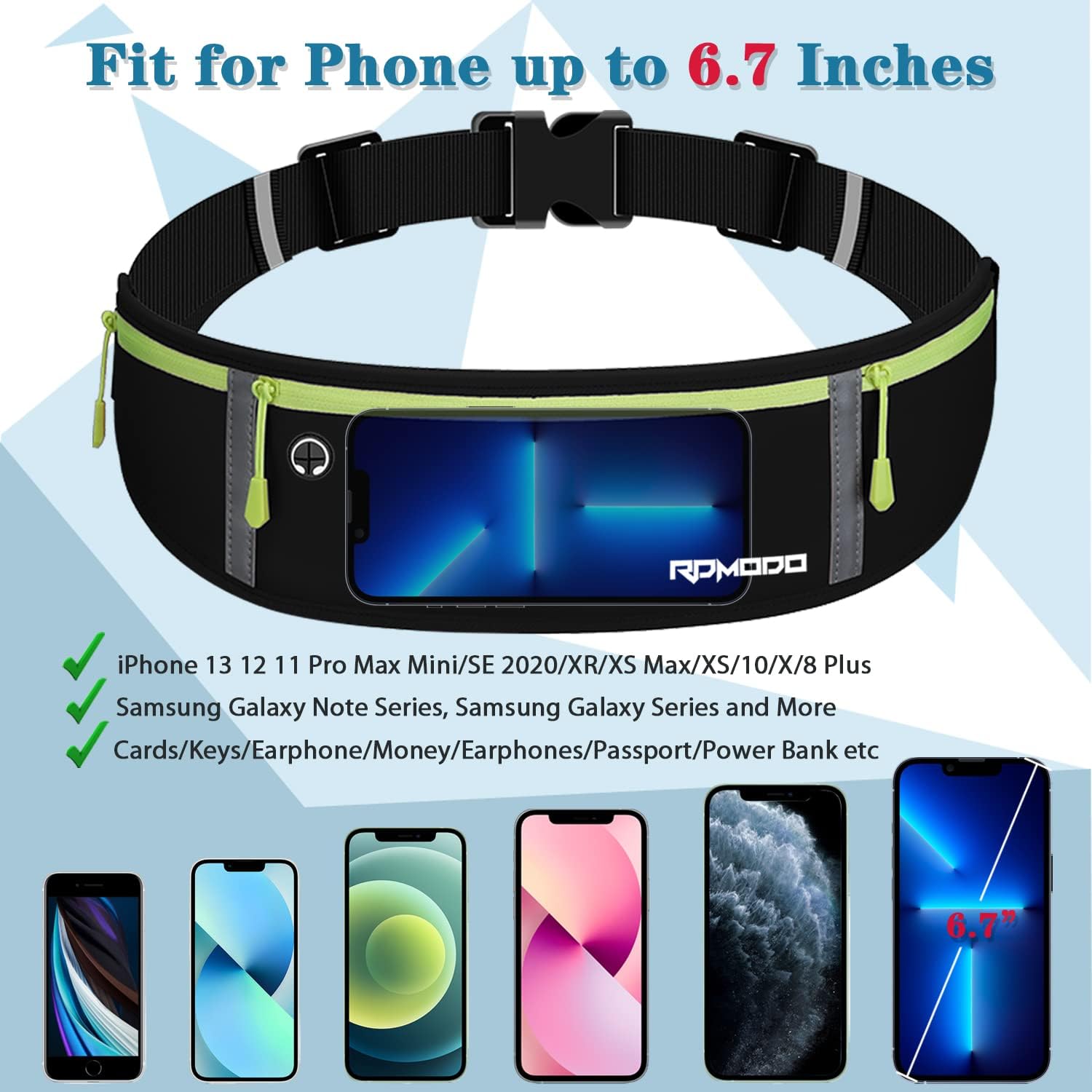 Riñoneras para mujeres y hombres, bolsa de cintura para correr, soporte impermeable para teléfono para correr, talla grande, ajustable, cinturón