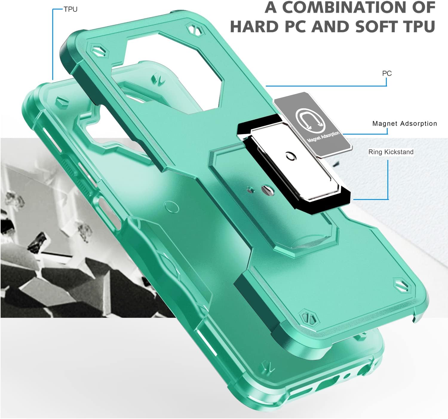 Funda compatible con Samsung Galaxy S23 Plus 5G, paquete de 2 protectores de pantalla HD, grado militar, funda protectora híbrida resistente a