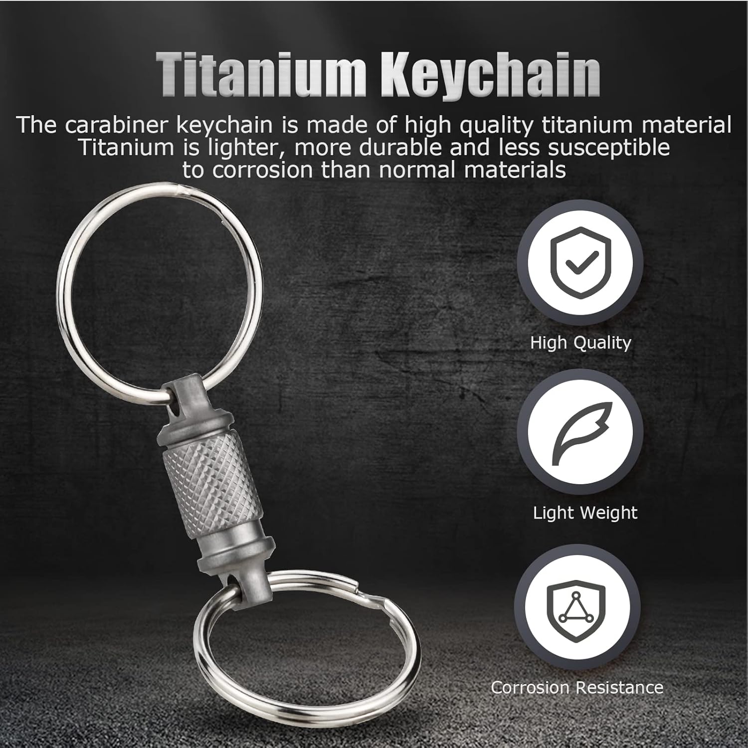 Titanium Quick Release Keychain, Swivel Key Holder Anti-Slip with Detachable 2 Rings UIInosoo Double-End Pull Apart Easily