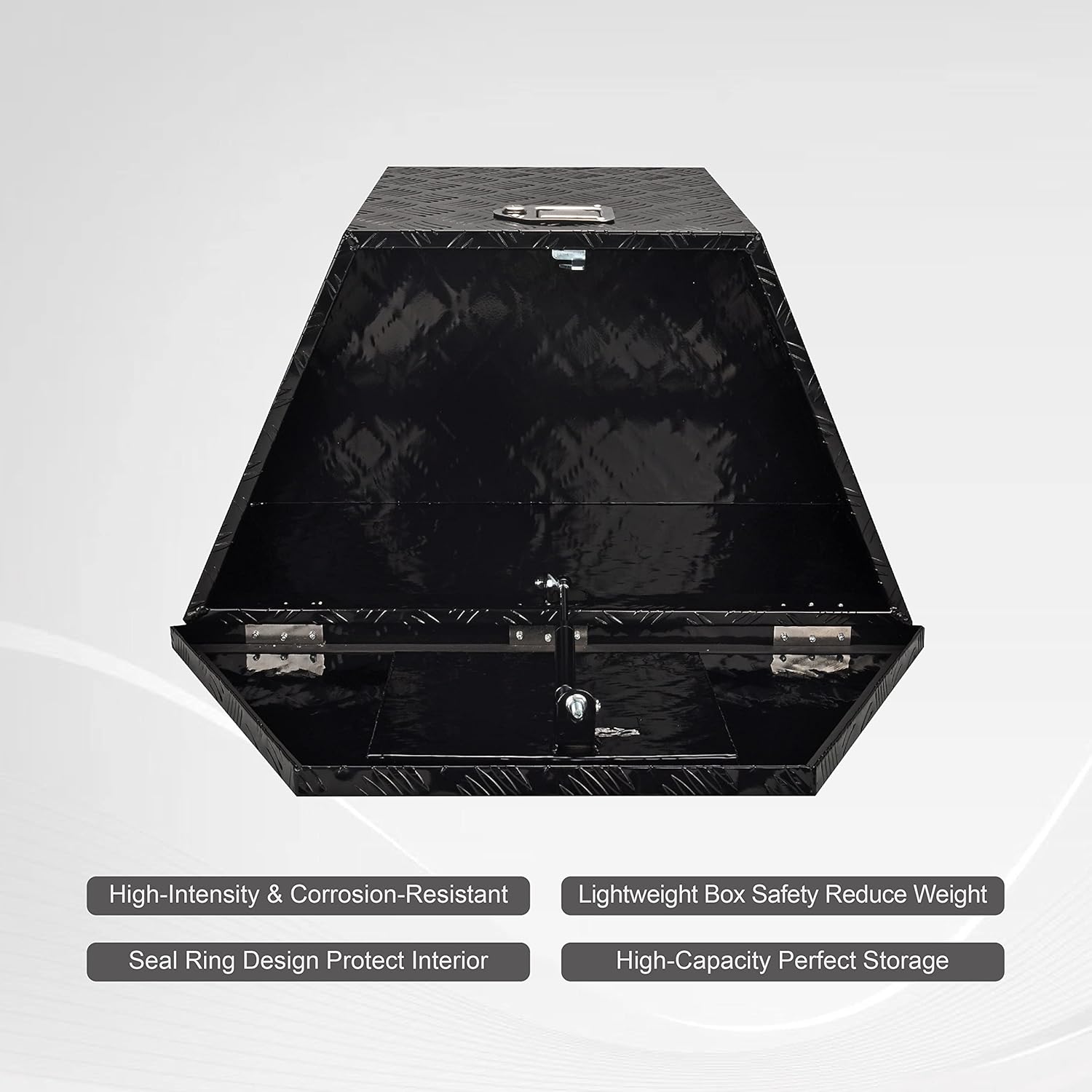 Caja de herramientas de lengüeta de aluminio de 29 pulgadas, caja de herramientas de lengua para remolque, organizador de almacenamiento para