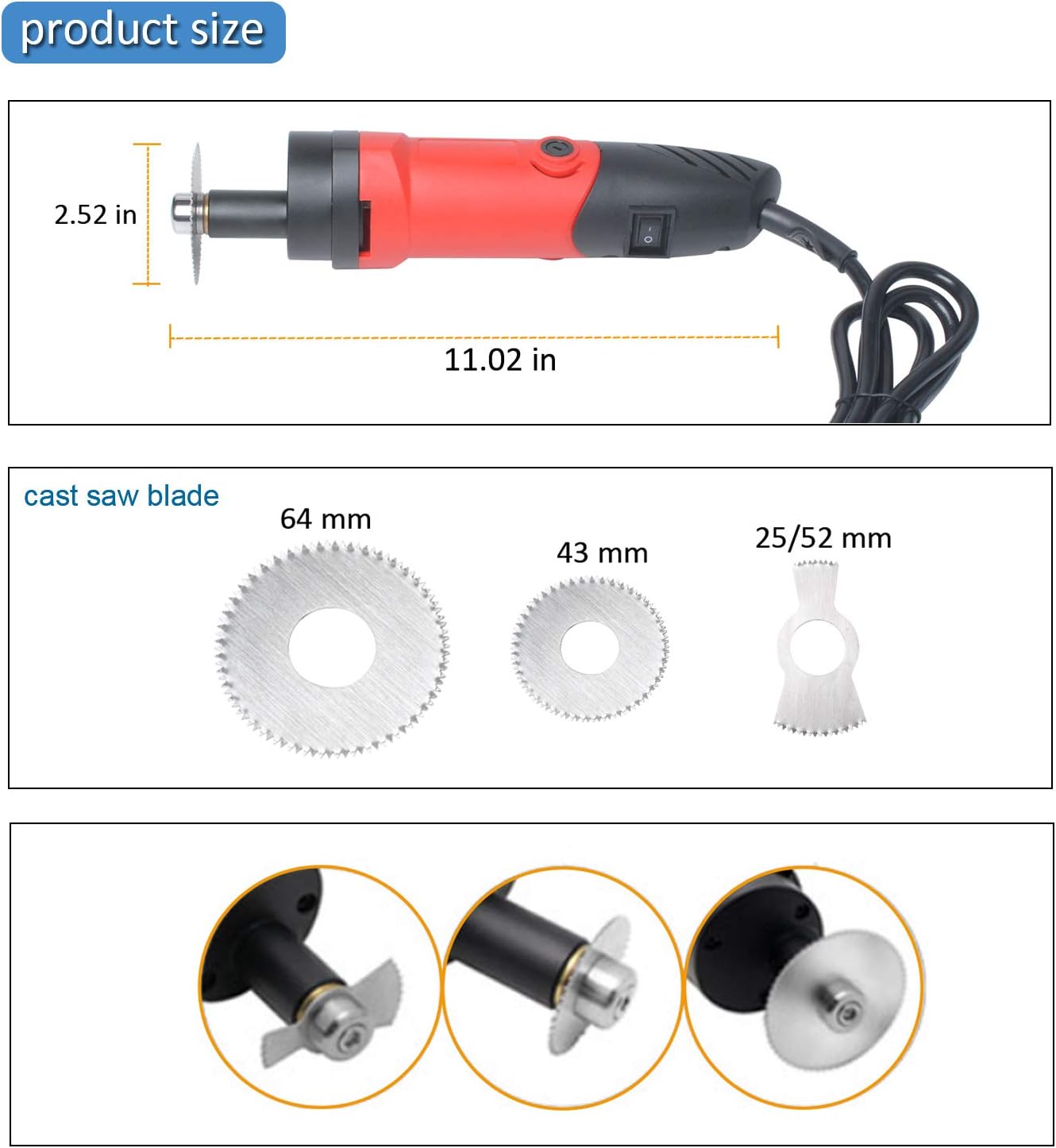 Sierra eléctrica médica de yeso cortador de molde ortopédico de medicina deportiva 110 V 12500 rmin
