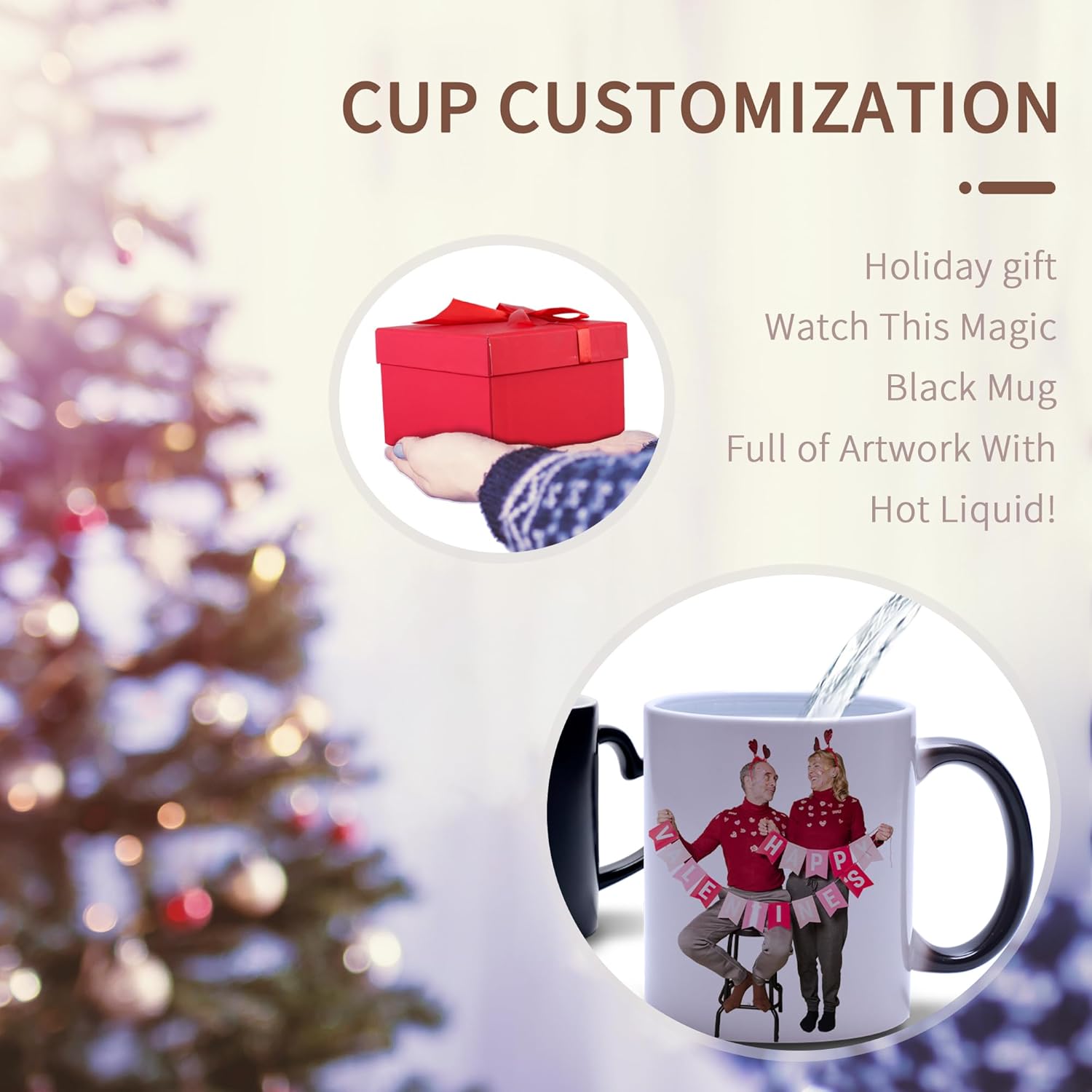 Tazas personalizadas que cambian de color con imágenes de texto fotográfico, regalos personalizados para amigos, familiares, amantes de aniversario,