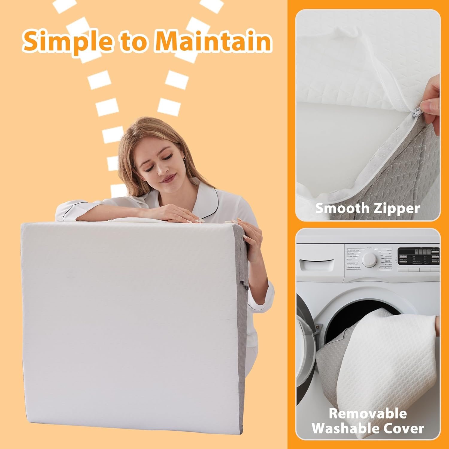 Almohada de cuña de cama para dormir, almohadas de cuña de 10 pulgadas para después de la cirugía, parte superior de espuma viscoelástica suave,