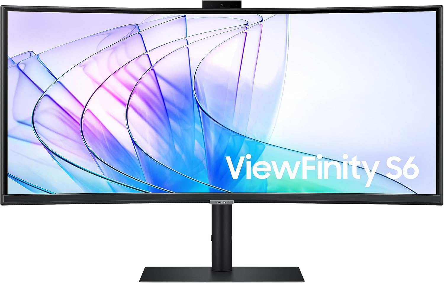 SAMSUNG Monitor curvo QHD de 34 pulgadas ViewFinity serie S65VC, cámara FHD integrada, HDR10, 100Hz, 350 nit, USB- C, soporte ajustable, cuidado