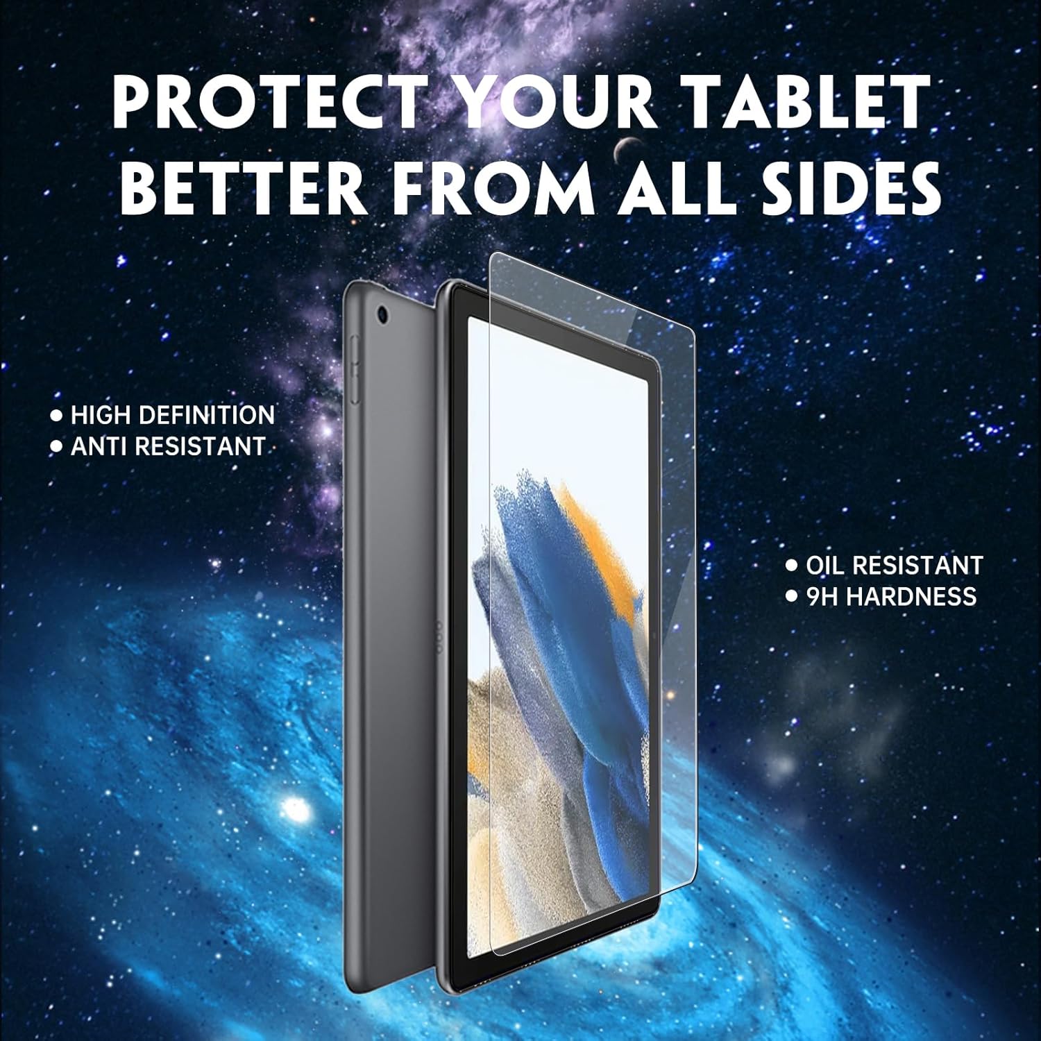 Paquete de 2 protectores de pantalla compatibles con Samsung Galaxy Tab A8 de 10.5 pulgadas, modelo SM-X200X205X207, película de vidrio templado