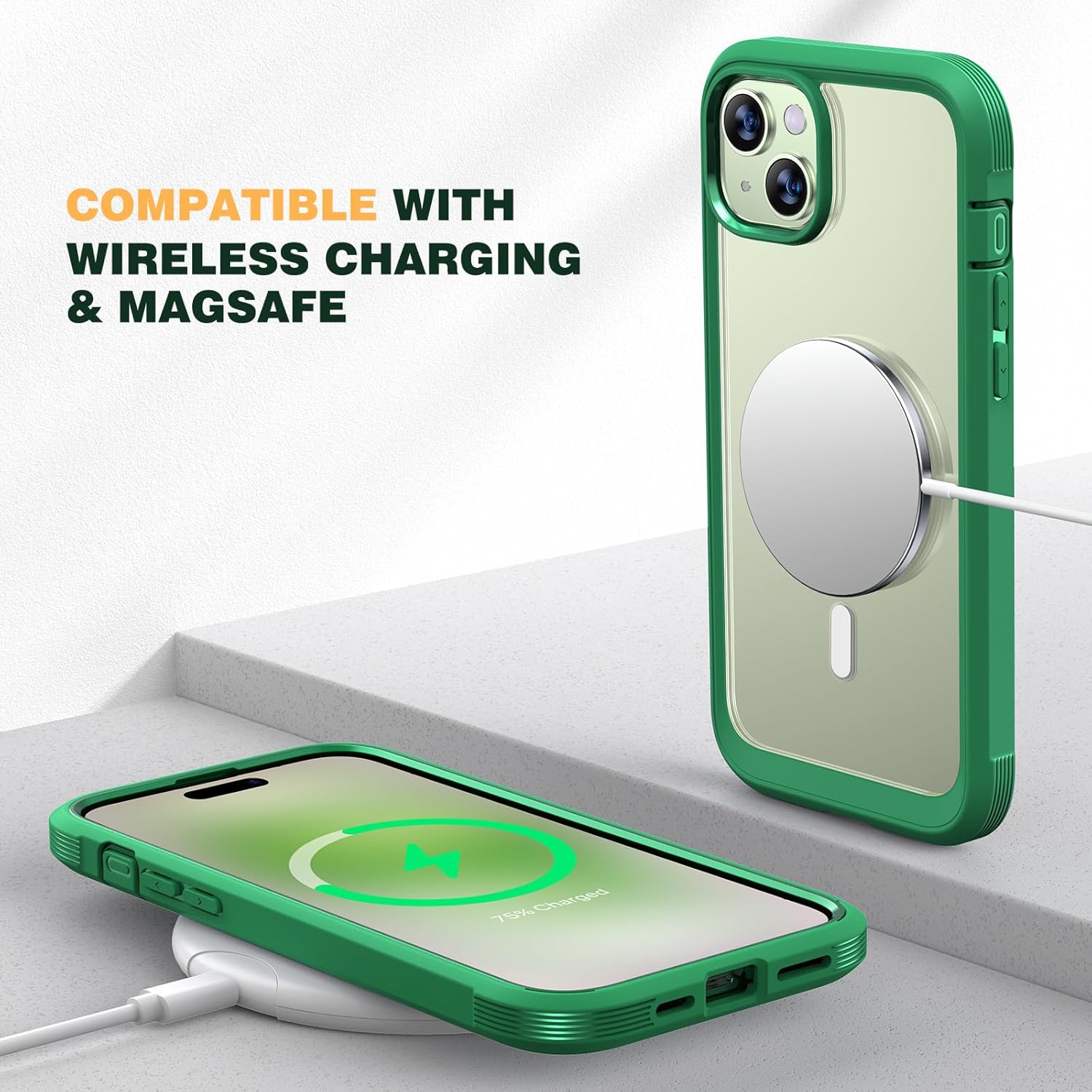 Diaclara Funda magnética diseñada para iPhone 15, compatible con MagSafe protector de pantalla integrado sensible al tacto, antiarañazos, con