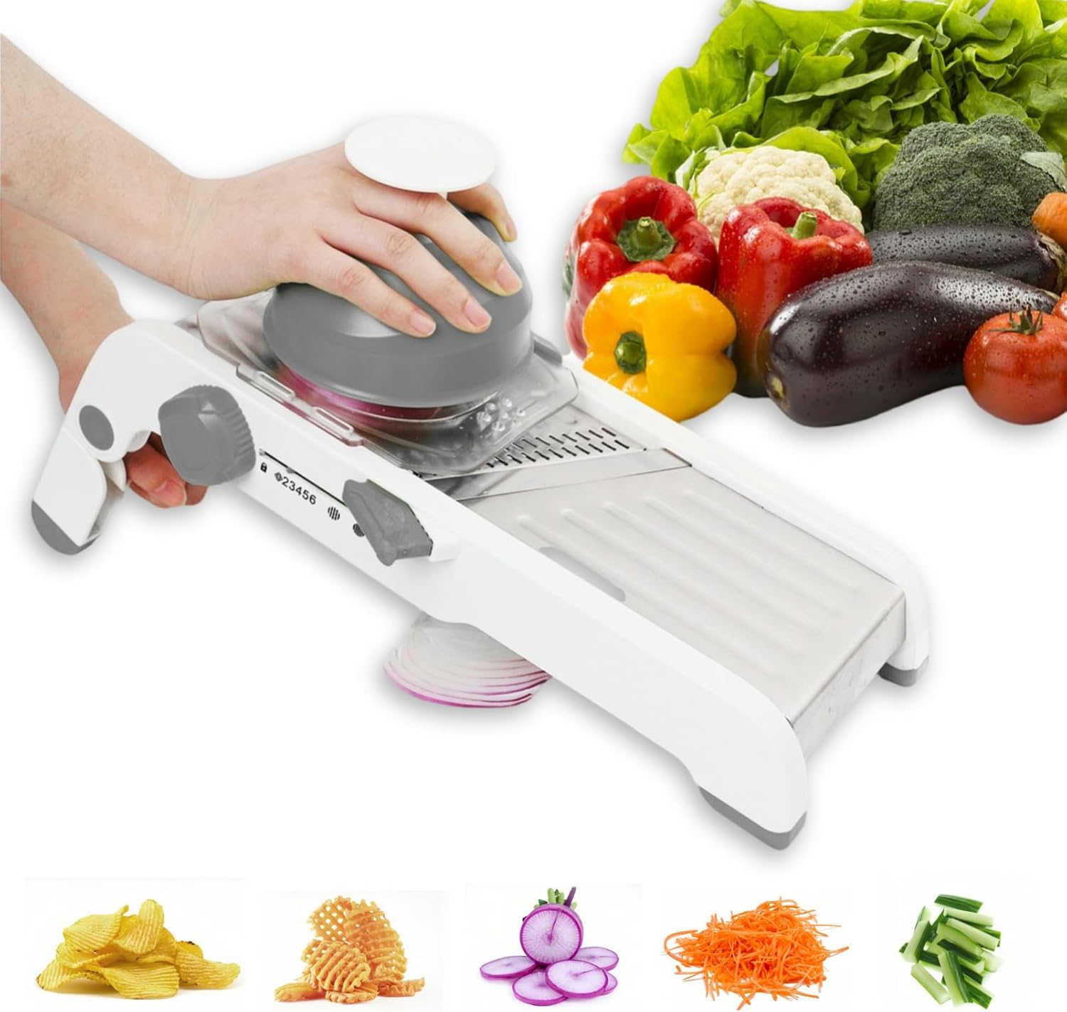 Cortador de mandolina profesional  afilado, seguro y ajustable con precisión, perfecto para cortar frutas, verduras y más  Herramienta de cocina