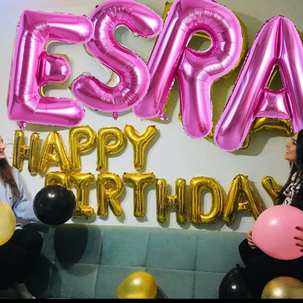 TONIFUL Globos grandes de 40 pulgadas con letras E de color rosa rojo intenso, globos grandes del alfabeto rosa intenso, globos grandes de Mylar