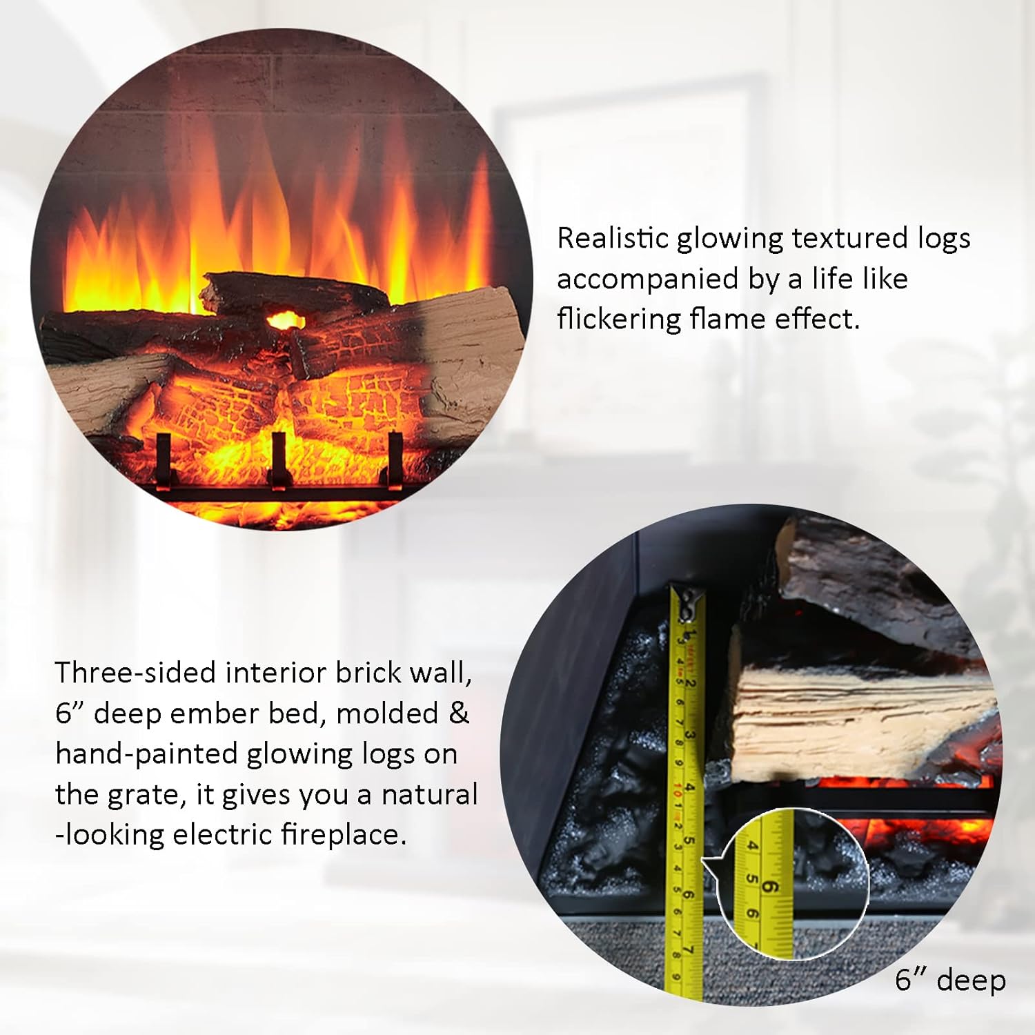 LegendFlame Hailey – Chimenea eléctrica con mantel envolvente de 57 pulgadas e inserto Carl de 30 pulgadas, roble espresso con acabado de ladrillo