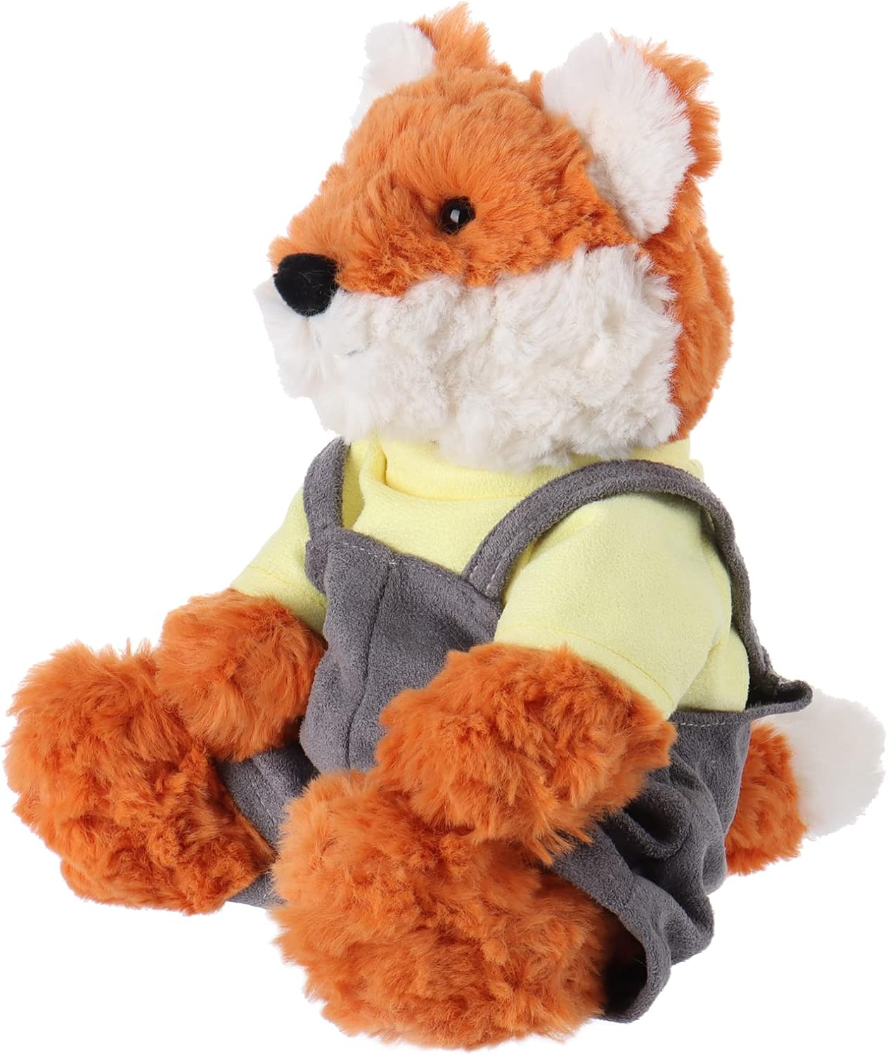 Apricot Lamb Juguetes de peluche de zorro naranja con ropa, animal de peluche suave, perfecto para niños de 8 pulgadas (camiseta amarilla y overol