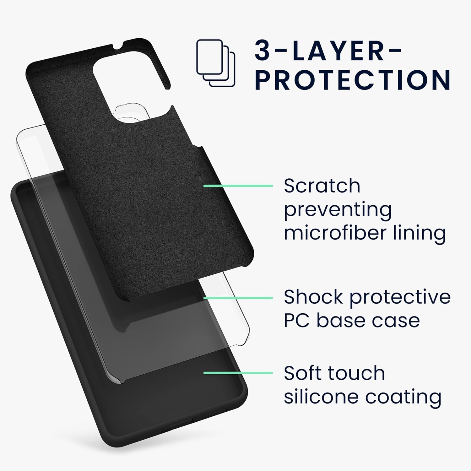 kwmobile Funda compatible con Samsung Galaxy A53 5G – Funda de silicona TPU con acabado suave – Negro mate
