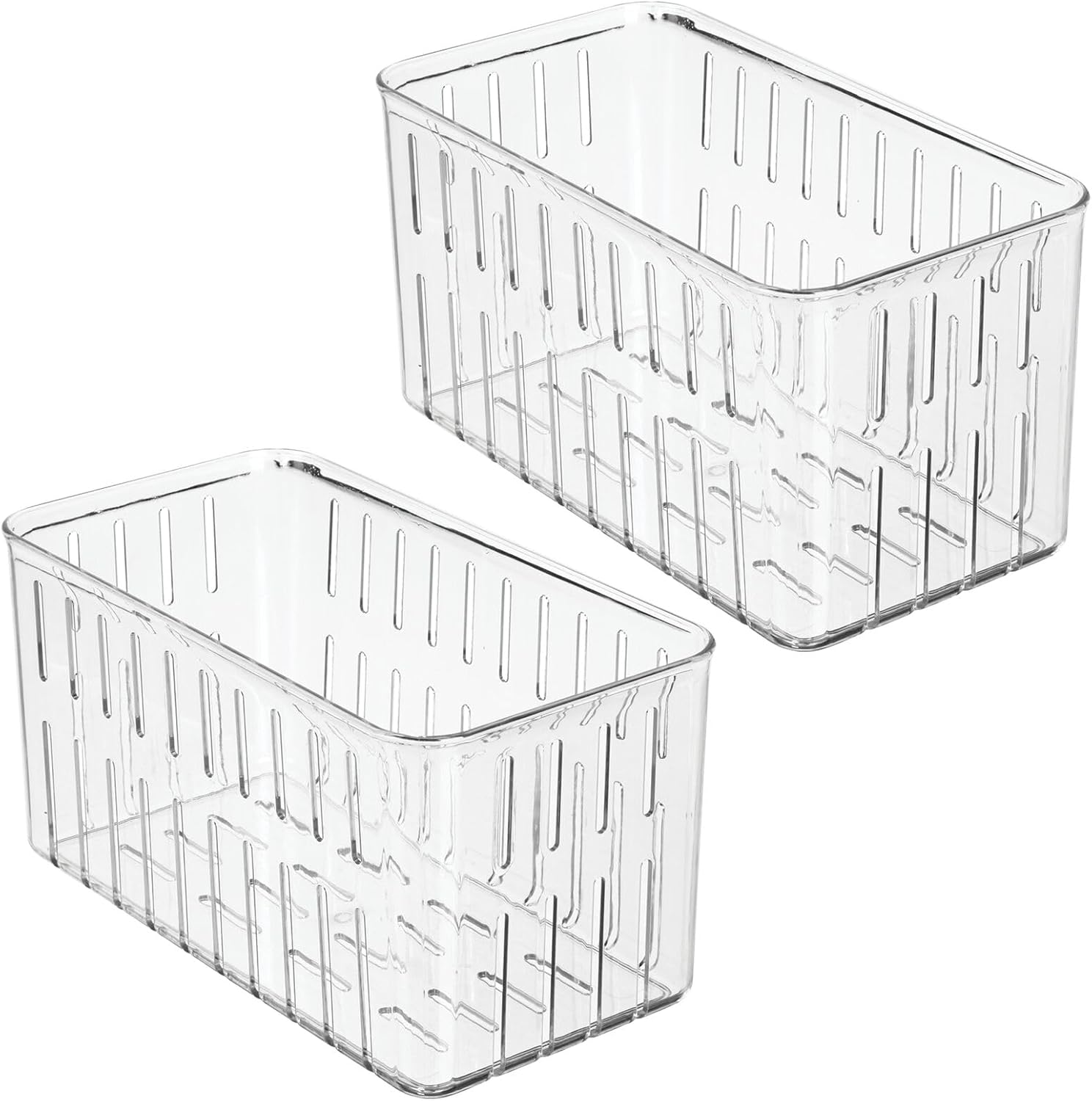 mDesign Contenedor organizador de plástico para almacenamiento de alimentos, contenedor con rejillas de ventilación abiertas para cocina, despensa,